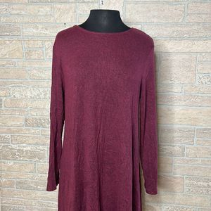 Old Navy Red Maroon Long Sleeved Pullover Dress Size Large